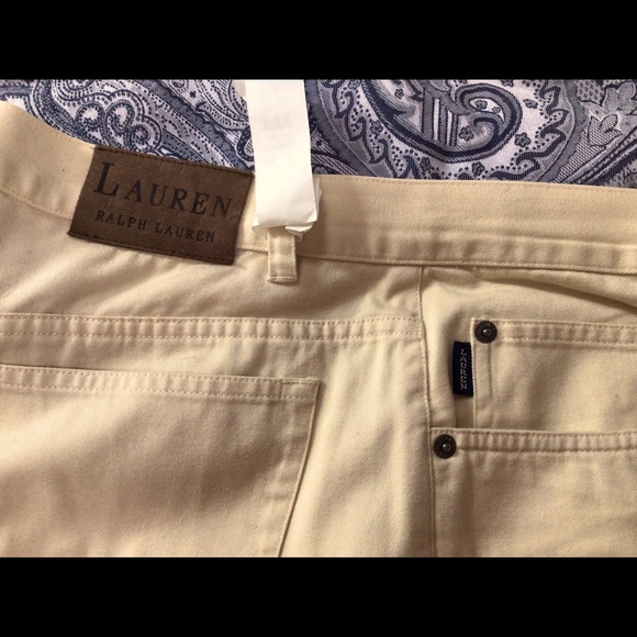 Ralph Lauren pale creamy yellow straight leg jeans. - Picture 2 of 5